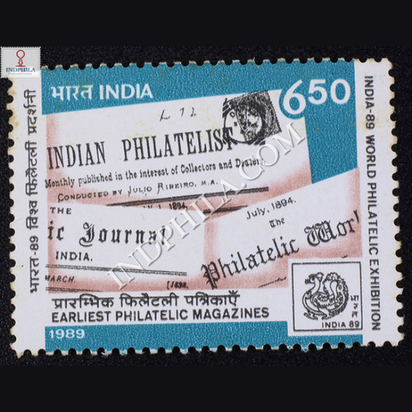 INDIA 89 WORLD PHILATELIC EXHIBITION EARLIEST PHILATELIC MAGAZINES COMMEMORATIVE STAMP