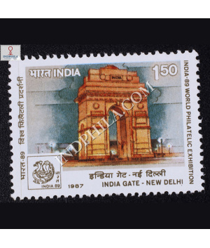 INDIA–89 WORLD PHILATELIC EXHIBITION INDIA GATE NEW DELHI COMMEMORATIVE STAMP