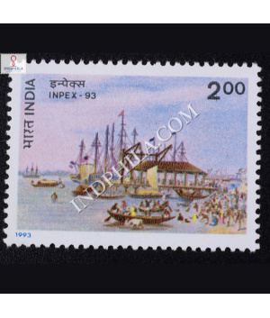 INPEX 93 CUSTOM HOUSE WHARF CALCUTTA COMMEMORATIVE STAMP