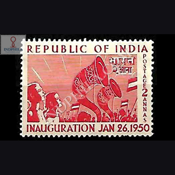 REPUBLIC OF INDIA INAUGURATION JAN 26 1950 REJOICING CROWDS COMMEMORATIVE STAMP