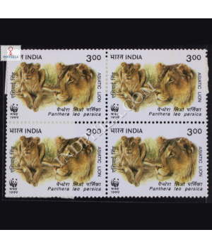 ASIATIC LION PANTHERA LEO PERSICA S1 BLOCK OF 4 INDIA COMMEMORATIVE STAMP