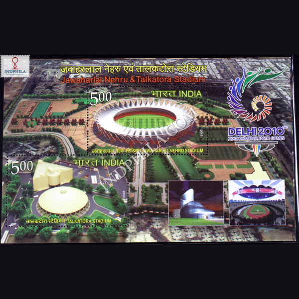 INDIA 2010 COMMONWEALTH GAMES 2ND SERIESTALKATORA STADIUM AND JAWAHARLAL NEHRU STADIUM MNH MINIATURE SHEET