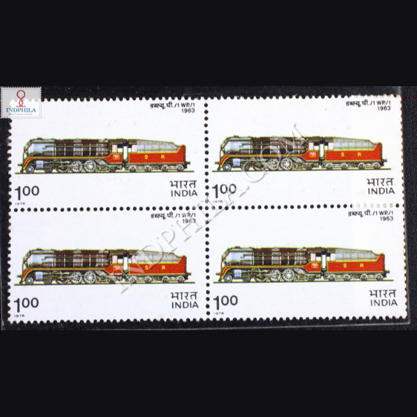 INDIAN LOCOMOTIVES WP_1 1963 BLOCK OF 4 INDIA COMMEMORATIVE STAMP