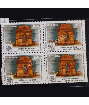 INDIA_89 WORLD PHILATELIC EXHIBITION INDIA GATE NEW DELHI BLOCK OF 4 INDIA COMMEMORATIVE STAMP