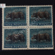 RHINO BLOCK OF 4 INDIA COMMEMORATIVE STAMP