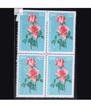 ROSES MRINALINI BLOCK OF 4 INDIA COMMEMORATIVE STAMP