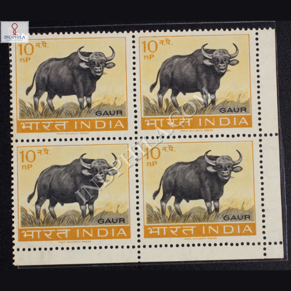 WILD LIFE SERIES GAUR BLOCK OF 4 INDIA COMMEMORATIVE STAMP