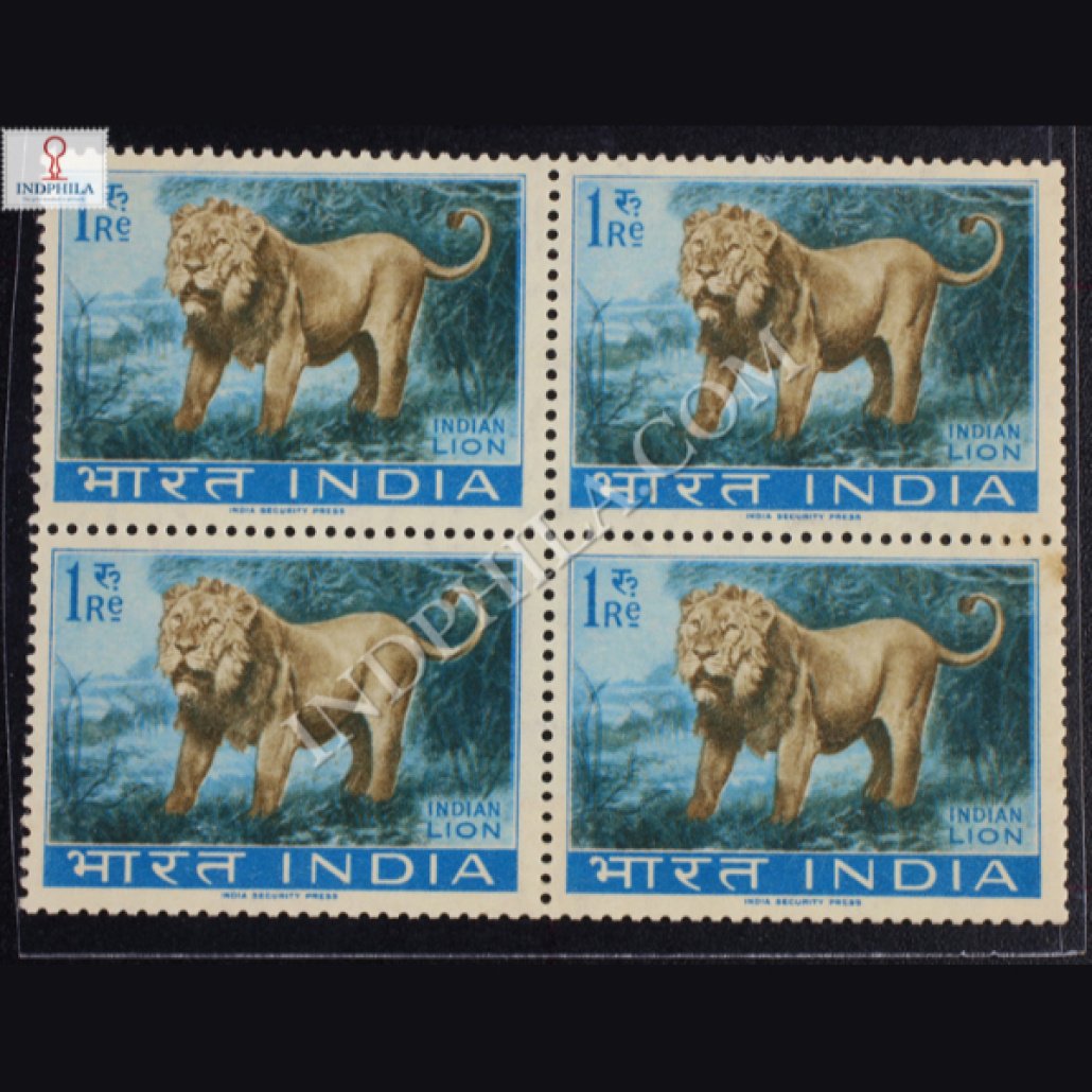 India 1963 Wild Life Series Indian Lion Mnh Block Of 4 Stamp - Largest ...