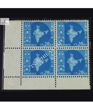 INDIA 1958 MAP OF INDIA BLUE MNH BLOCK OF 4 DEFINITIVE STAMP