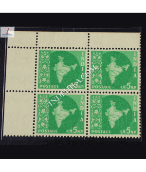 INDIA 1958 MAP OF INDIA BRIGHT GREEN MNH BLOCK OF 4 DEFINITIVE STAMP