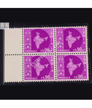 INDIA 1958 MAP OF INDIA BRIGHT PURPLE MNH BLOCK OF 4 DEFINITIVE STAMP