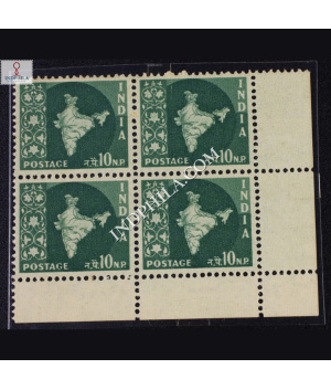 INDIA 1958 MAP OF INDIA DEEP DULL GREEN MNH BLOCK OF 4 DEFINITIVE STAMP