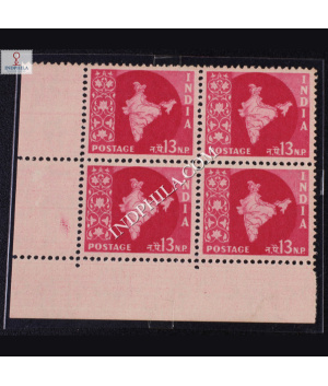 INDIA 1963 MAP OF INDIA BRIGHT CARMINE RED MNH BLOCK OF 4 DEFINITIVE STAMP
