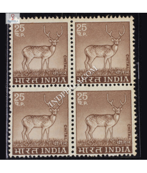 INDIA 1974 CHITAL SEPIA MNH BLOCK OF 4 DEFINITIVE STAMP