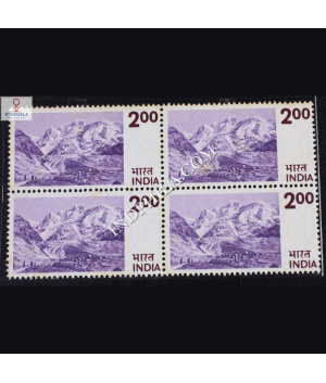 INDIA 1975 KASHMIR LANDSCAPE DIE I VIOLET AND BLACKISH BROWN MNH BLOCK OF 4 DEFINITIVE STAMP