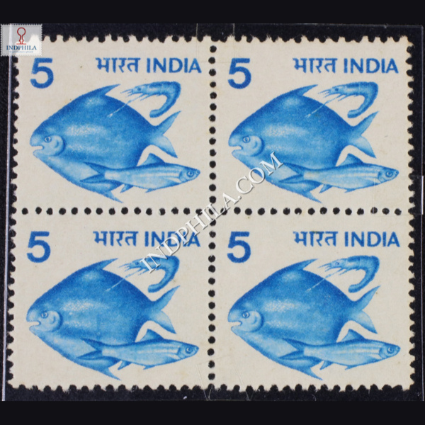INDIA 1979 PISCICULTURE PHOTO NEW BLUE MNH BLOCK OF 4 DEFINITIVE STAMP