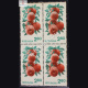 INDIA 1980 APPLES RED AND BLUE GREEN MNH BLOCK OF 4 DEFINITIVE STAMP