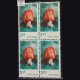 INDIA 1980 CASHEW RED AND BLUE GREEN MNH BLOCK OF 4 DEFINITIVE STAMP