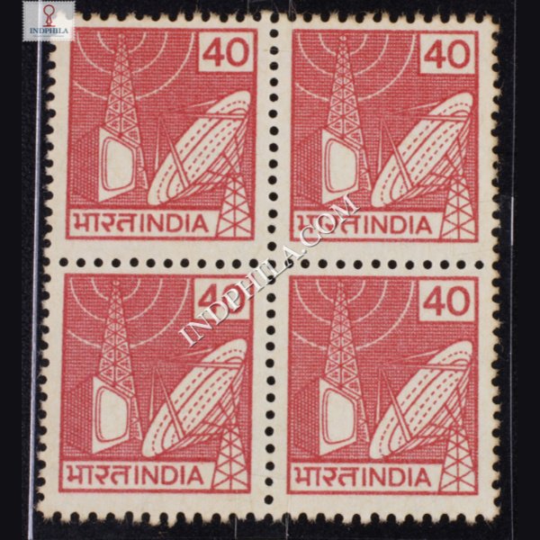 INDIA 1988 TV BRODCASTING ROSE RED MNH BLOCK OF 4 DEFINITIVE STAMP