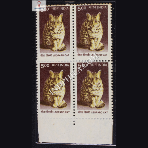 INDIA 2000 LEPORD CAT CHOCOLATE AND OLIVE MNH BLOCK OF 4 DEFINITIVE STAMP