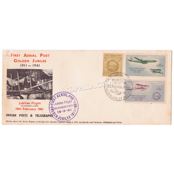 India 1961 50th Anniversary Of First Official Airmail Flight Allahabad To Naini Fdc