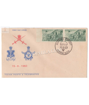 India 1963 Defence Campaign Double Stamp Fdc