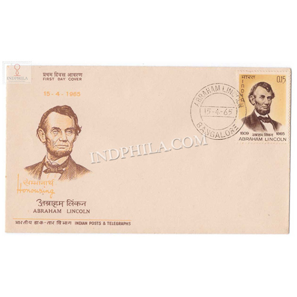 India 1965 Death Centenary Of Abraham Lincoln Fdc