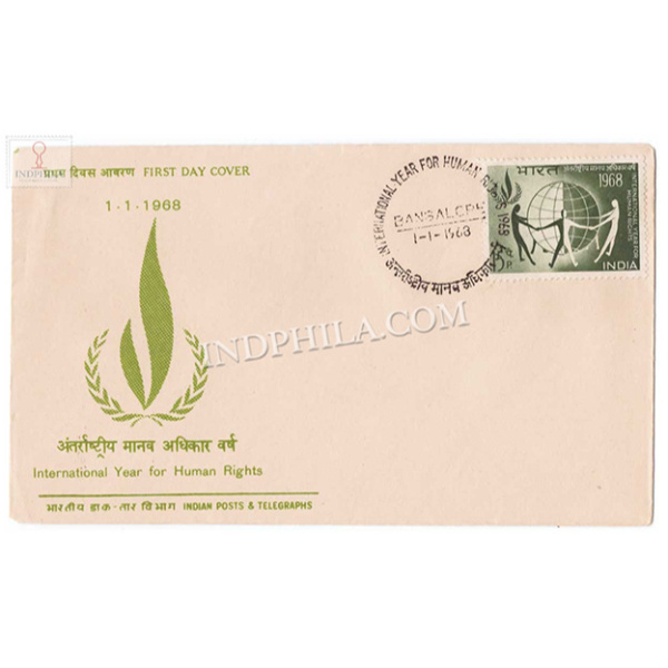 India 1968 International Year For Human Rights Fdc