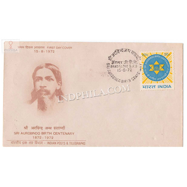 India 1972 Birth Centenary Of Sri Aurobindo Fdc
