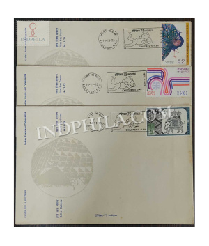India 1973 Indipex 73 India International Philatelic Exhibition New Delhi Set Of 3 Cover Fdc