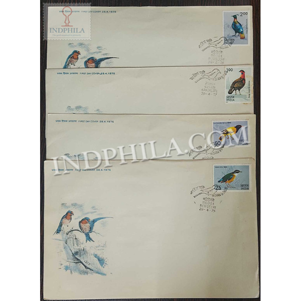 India 1975 Indian Birds Set Of 4 Cover Fdc