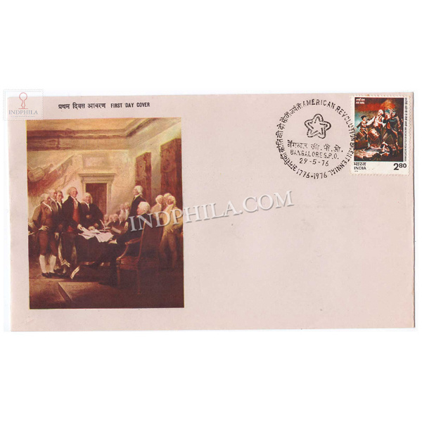 India 1976 Bicentenary Of American Revolution Inscription Ar Mail Fdc
