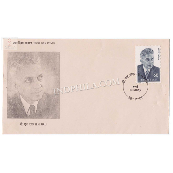 India 1988 Birth Centenary Of B N Rau Fdc