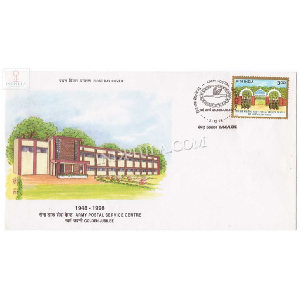Ins Rajput Stamp India 1998 50Th Anniversary Of Army Postal Service Training Centre Fdc ...
