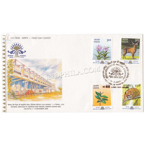 India 2000 Indepex Asiana 2000 14th Asian International Stamp Exhibition Calcutta Natural Heritage Of Manipur And Tripura Fdc