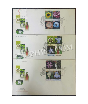 India 2013 Wild Flowers Of India Set Of 3 Cover Fdc