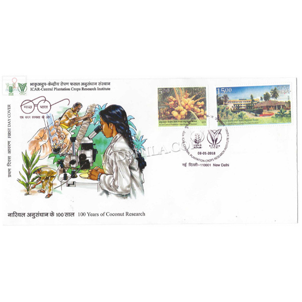 India 2018 100 Years Of Coconut Research Fdc