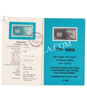 2nd United Nations Conference Trade And Development New Delhi Brochure With First Day Cancelation 1968