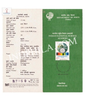 60th Anniversary Of Indian National Science Academy Brochure With First Day Cancelation 1995