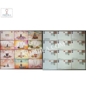 Aiama All India Agarbathi Manufacturers Associayion Set Of 12 Cancelled Post Cards