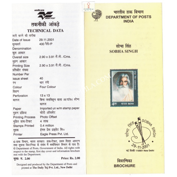 Birth Centenary Of Sobha Singh Brochure 2001