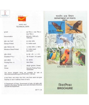 Exotic Birds Brochure With First Day Cancelation 2016
