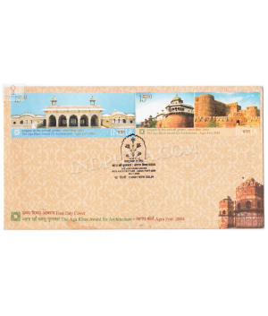 First Day Cover Of Agra Fort 28 Nov 2004 Setenant Fdc