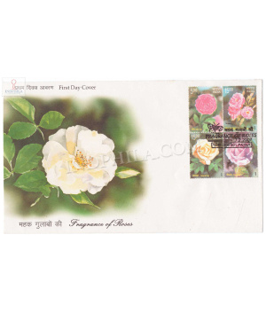 First Day Cover Of Fragrant Roses Block Of 4 7 Feb 2007 Setenant Fdc
