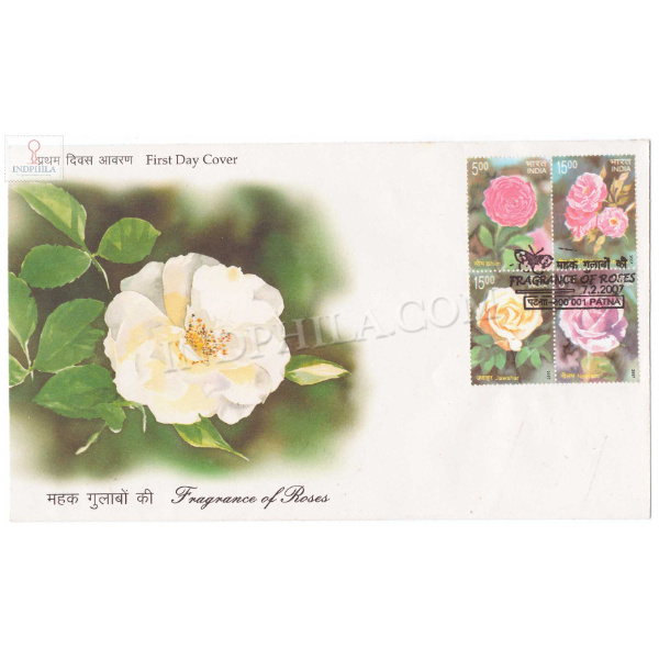 First Day Cover Of Fragrant Roses Block Of 4 7 Feb 2007 Setenant Fdc