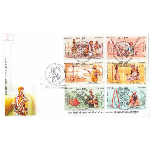 First Day Cover Of Musical Instrument Of Wandering Minstrels 25 Jun 2020 Setenant Fdc