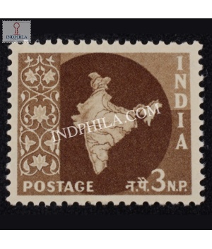 India 1957 Map Of India 3 Mnh Definitive Stamp