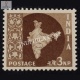 India 1957 Map Of India 3 Mnh Definitive Stamp