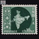 India 1957 Map Of India 6 Mnh Definitive Stamp