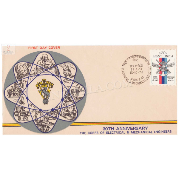 India 1973 30th Anniversary Of The Corps Of Electrical And Mechanical Engineers Army Postal Cover